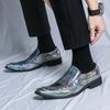 Men's Shoes Fashion Chelsea Snake Pattern Pointed Leather Shoes Trend Versatile Couple Small Leather Shoes Night Club Leather Boots