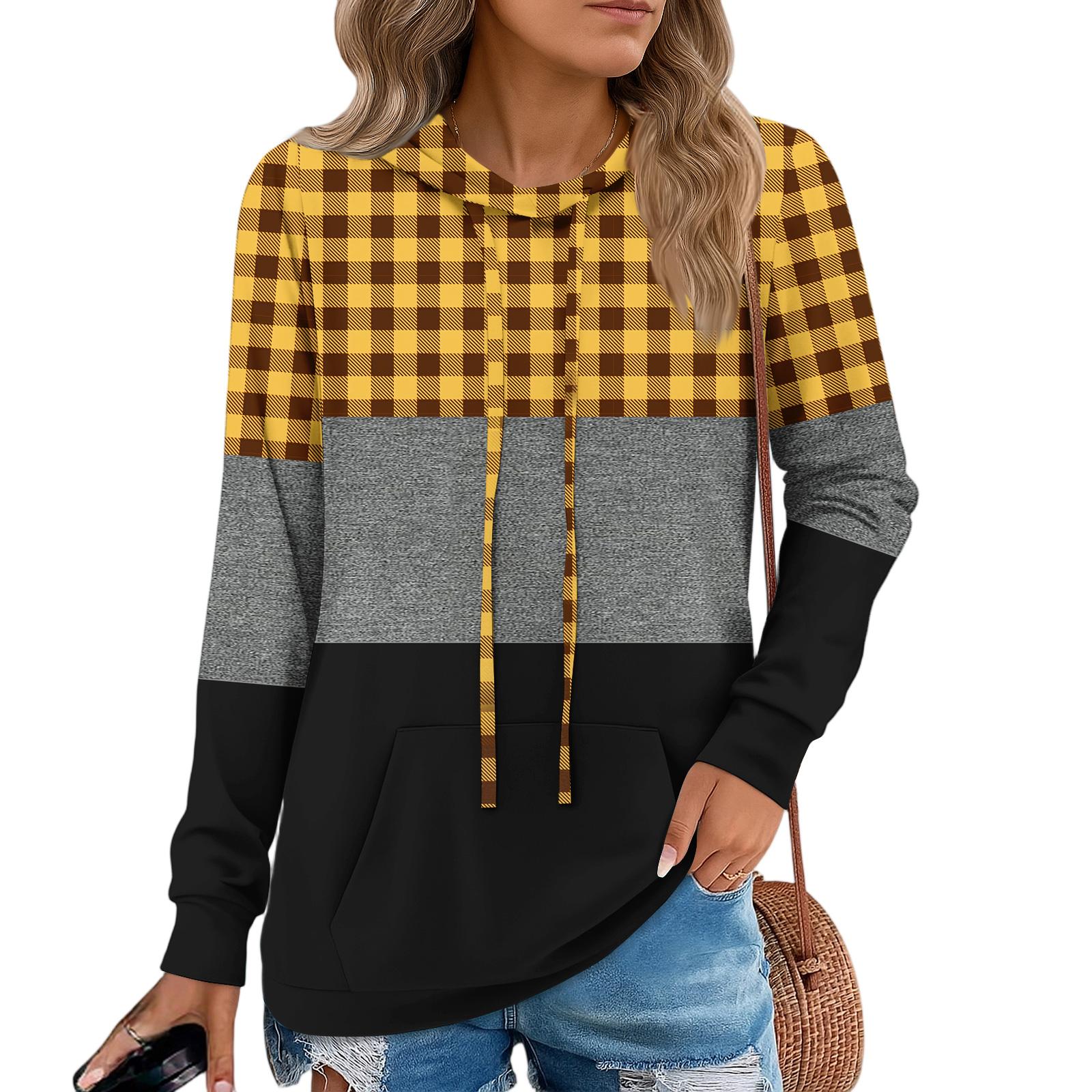 

Женские худи-пуловеры, модные толстовки с капюшоном для девочек-подростков, женский осенний туник-топ XL жёлтый