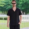 Men's Casual Short-sleeved Stand-up Collar Fashionable Men's Top
