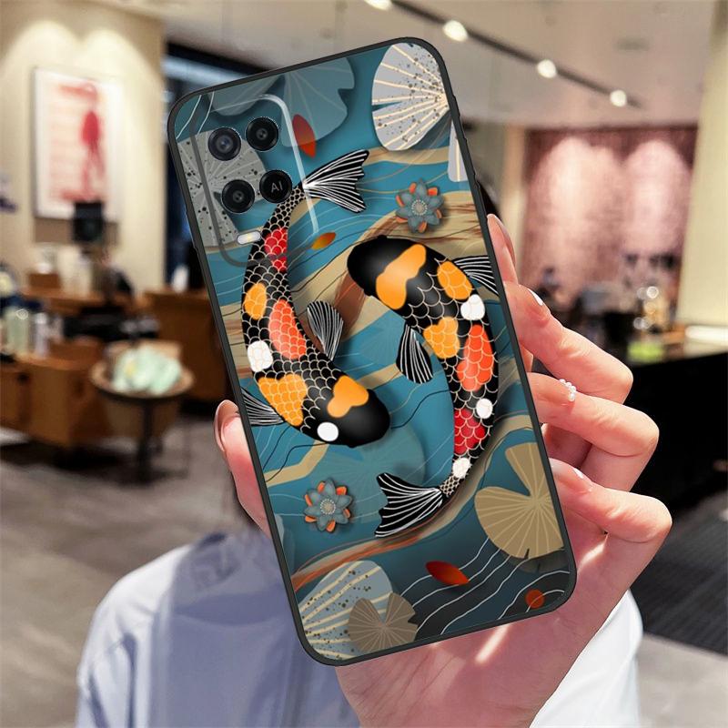Koi Carp Fish Yin Yang Case For Oppo A40 A60 A80 A18 A38 A58 A78 A98 A16 A76 A96 A15 A17 A77 A74 A94 A54 A57S Cover