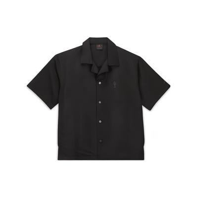 X Trophy Room Collaboration SS24 Solid Color Button Breathable Lightweight Knit Short Sleeve Shirt Men Shirts Black FQ3847-010