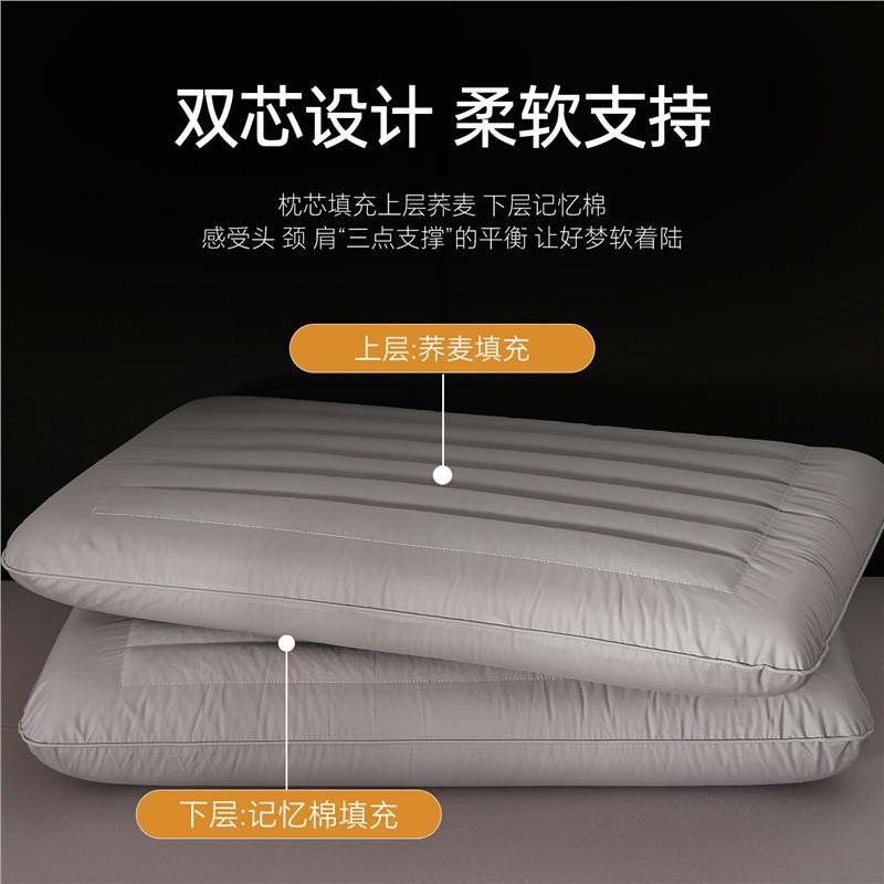 Memory Foam Buckwheat Pillow Neck Support Sleep Aid Low Profile Single Bed With Cotton Cover