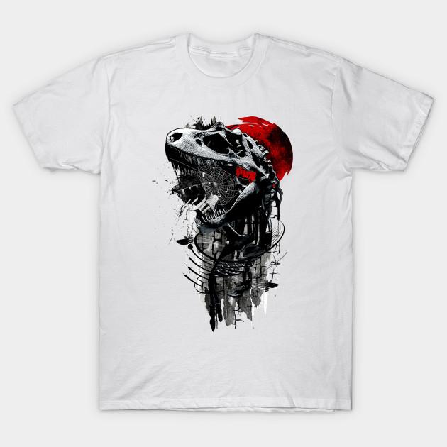 Men Black Print T-shirt Extiction No-Cut Transfer Paper Print Cotton Tshirt 3XL