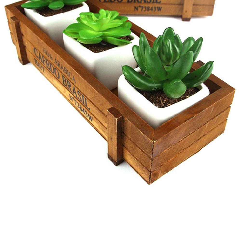 1 PC Gardening Trough Garden Decor Wood Flowerpot Rectangle Vase Succulent Boxes Vintage Crates