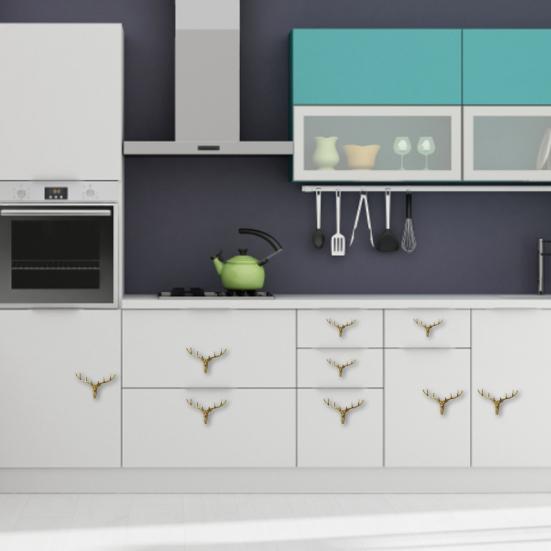 Cabinet Handle Deer Head Shape Brass High Hardness Drawer Cupboard Door Pull Handle Wardrobe