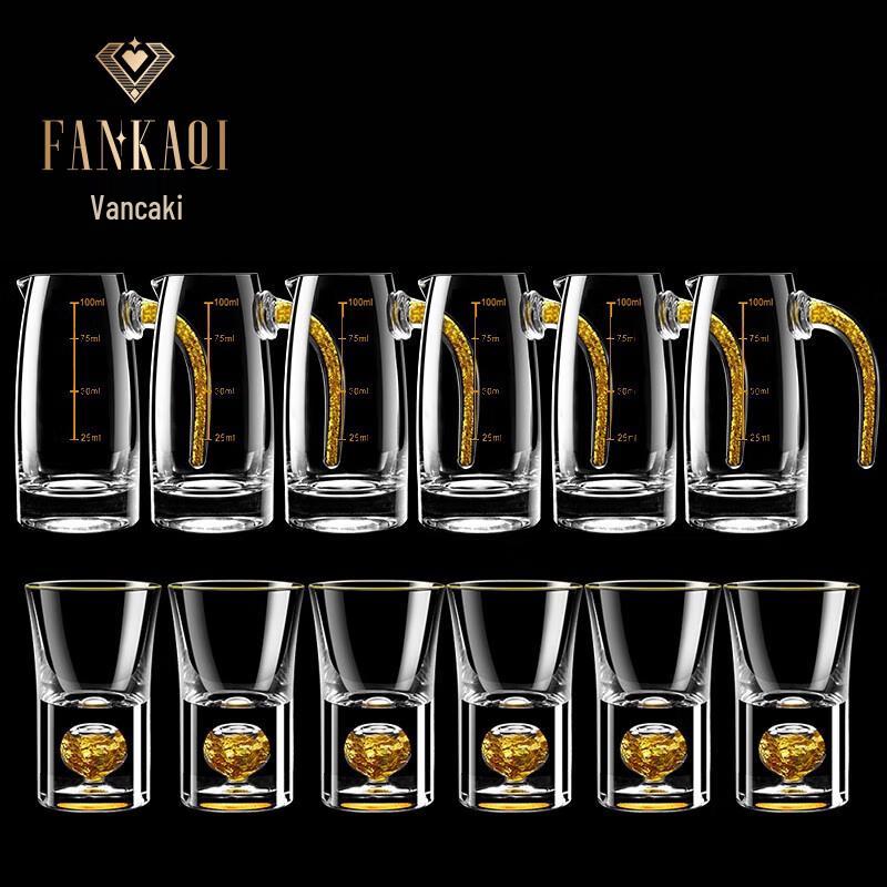 FANKAQI Premium Gold Foil Crystal Baijiu Decanter Set