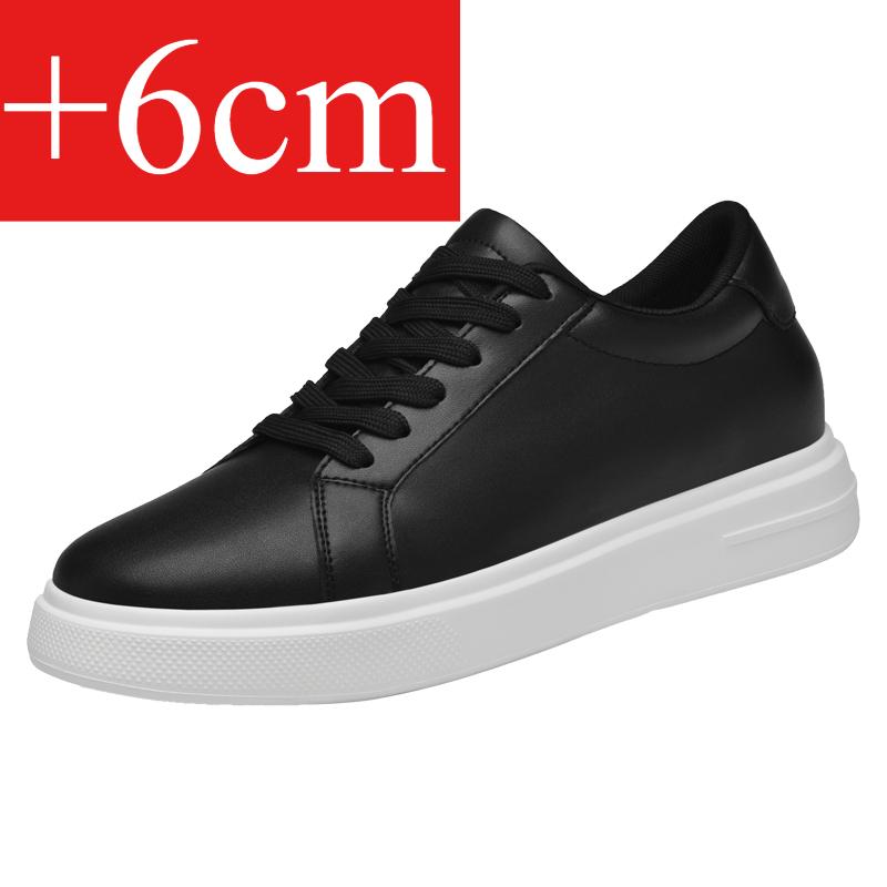 Men's High-quality Leather Height-increasing Shoes 6cm/8cm/10cm Optional Invisible Height-increasing Fashion White Sports Shoes