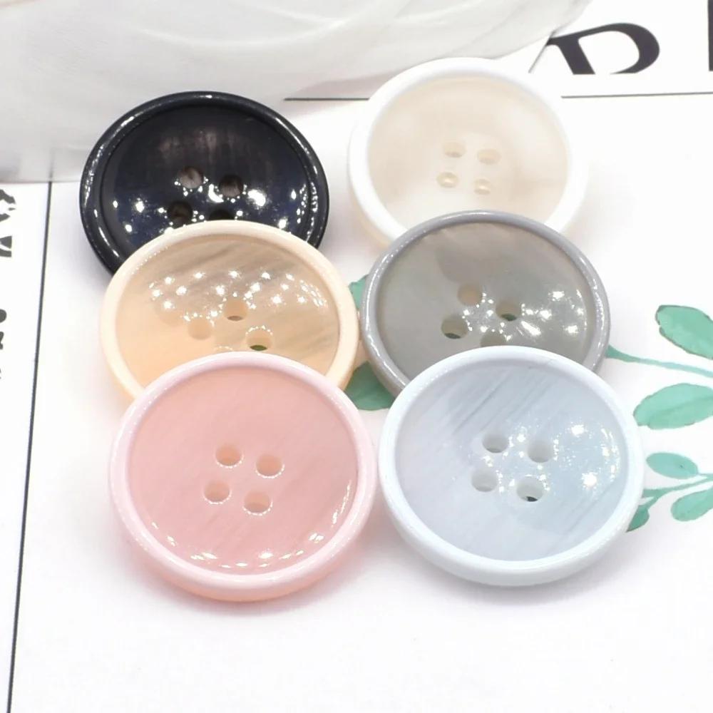 10pcs/bag Beautiful 4-hole Buttons 15/20mm Round Concave Resin Buttons Skirt Blouse Sewing Accessories