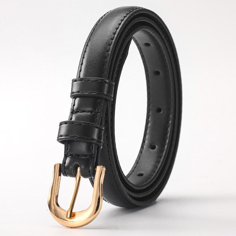 Women's High-End Leather Belt with Alloy Buckle - Versatile, Fashionable, Thin Waist Design