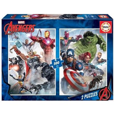 Puzzle - EDUCA - 2X500 MARVEL MANIA - Avengers - Adult - Cartoons and Comics