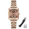 Women's Square Gold Watch Diamond Waterproof Stainless Steel Small Casual Luxury Gift
