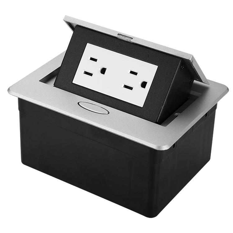 Concealed Silver Pop-up Thailand Desktop Power Socket 16A US Standard for Office Desk