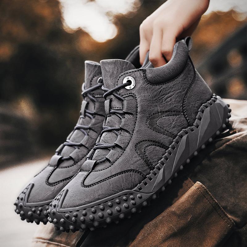 38-46 Fall/ Winter Mens Handmade  Leather  Soft Sock Ankle Boots Autumn Winter Men Boots Men's Ankle Boots Handmade Plush Shoes Casual Shoes