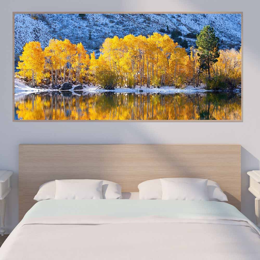 

Пейзаж маслом горы лес озеро отражение искусство холст картина гостиная коридор офис украшение дома фреска без рамки 20*40cm No Frame