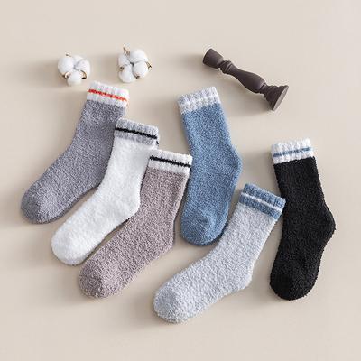 Herren Herbst und Winter Einfarbige Streifen Deodorant Korb Boden Schlaf Röhrensocken