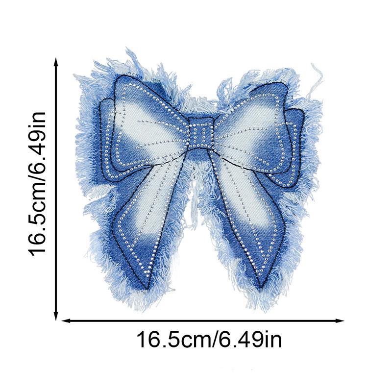 1PC Sew On for Clothing Denim Patches Large Embroidery Patch Sports Shoes Bear Shape DIY Five-pointed Star Bowtie