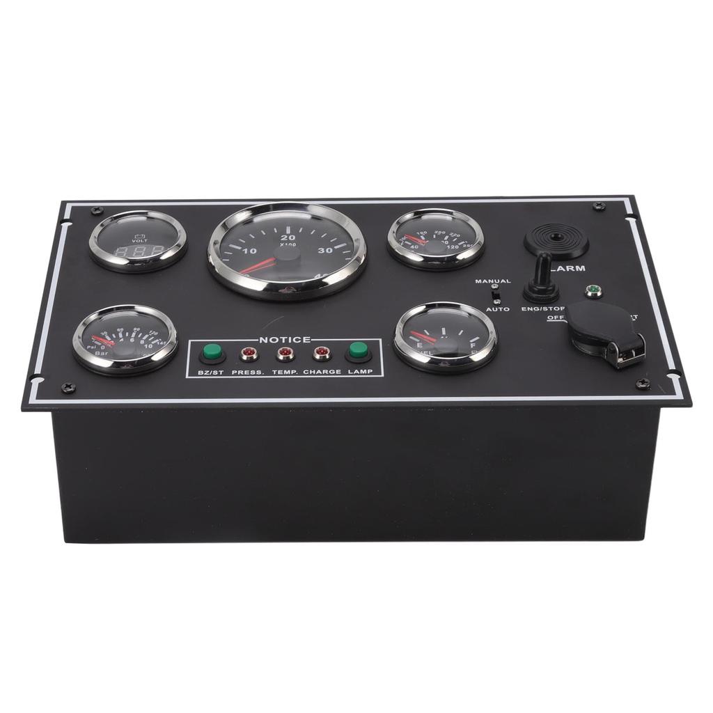 Tachometer Water Temp Meter Voltmeter Oil Pressure Oil Level Gauge Multifunction Panel with Ignition Key for RV Boat