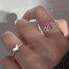 Set of 2 Stylish Heart Cutout Rings Statement Rings Metal Texture Opening Rings Set Suitable for Party and Everyday Wear