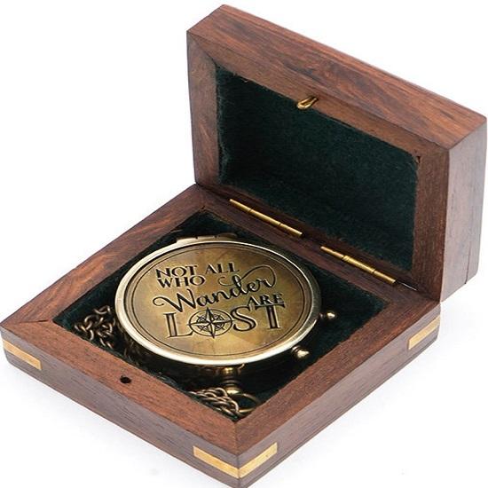 NOT All WHO Engraved Brass Compass Wooden Case Son,Mom,Children,Baptism,Birthday,Easter,Décor Nautical Gift Maritime