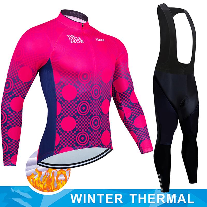 2025  Winter Thermal Fleece Cycling Jersey Set Man's Long Sleeves Cycling Kits Mountain Bike Jersey Road Bike Cycling Suit