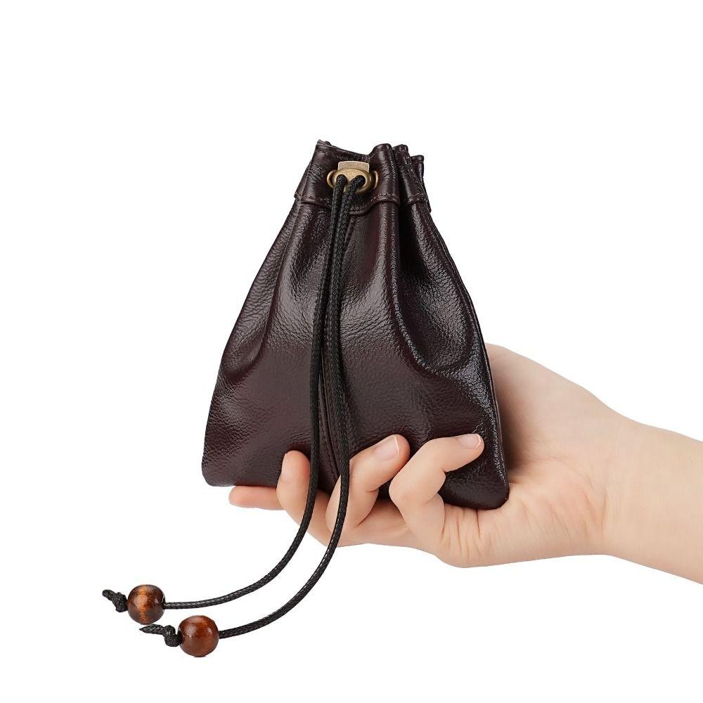 Organizzatore Pelle PU Pelle PU Sacchetto Coulisse Due Misure Chiusura Coulisse Portamonete Stile Medievale Organizzatore Monete Donne Uomini