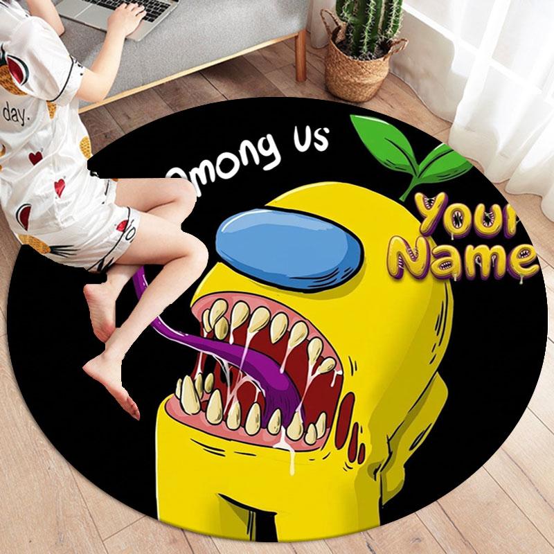 Among Us Custom Name Round Area Rug,Carpet Rug for Living Room Bedroom Sofa Playroom Decor,Non-slip Floor Mat