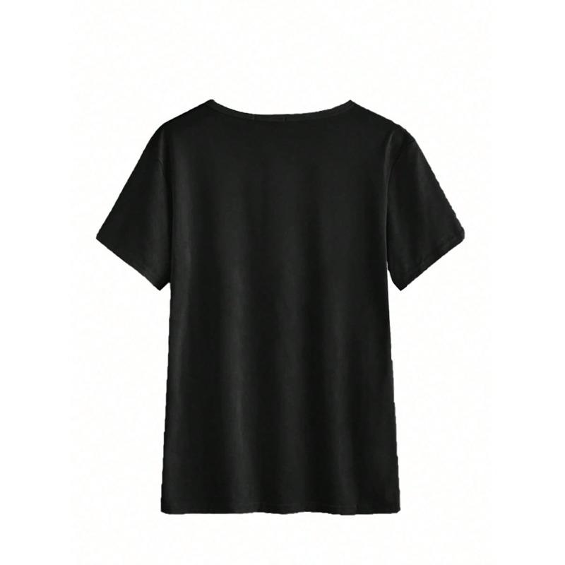 Women Allergic To Print Graphic T-Shirt Christmas Loose Crew Neck Short Sleeve Casual Sports Versatile Summer Top