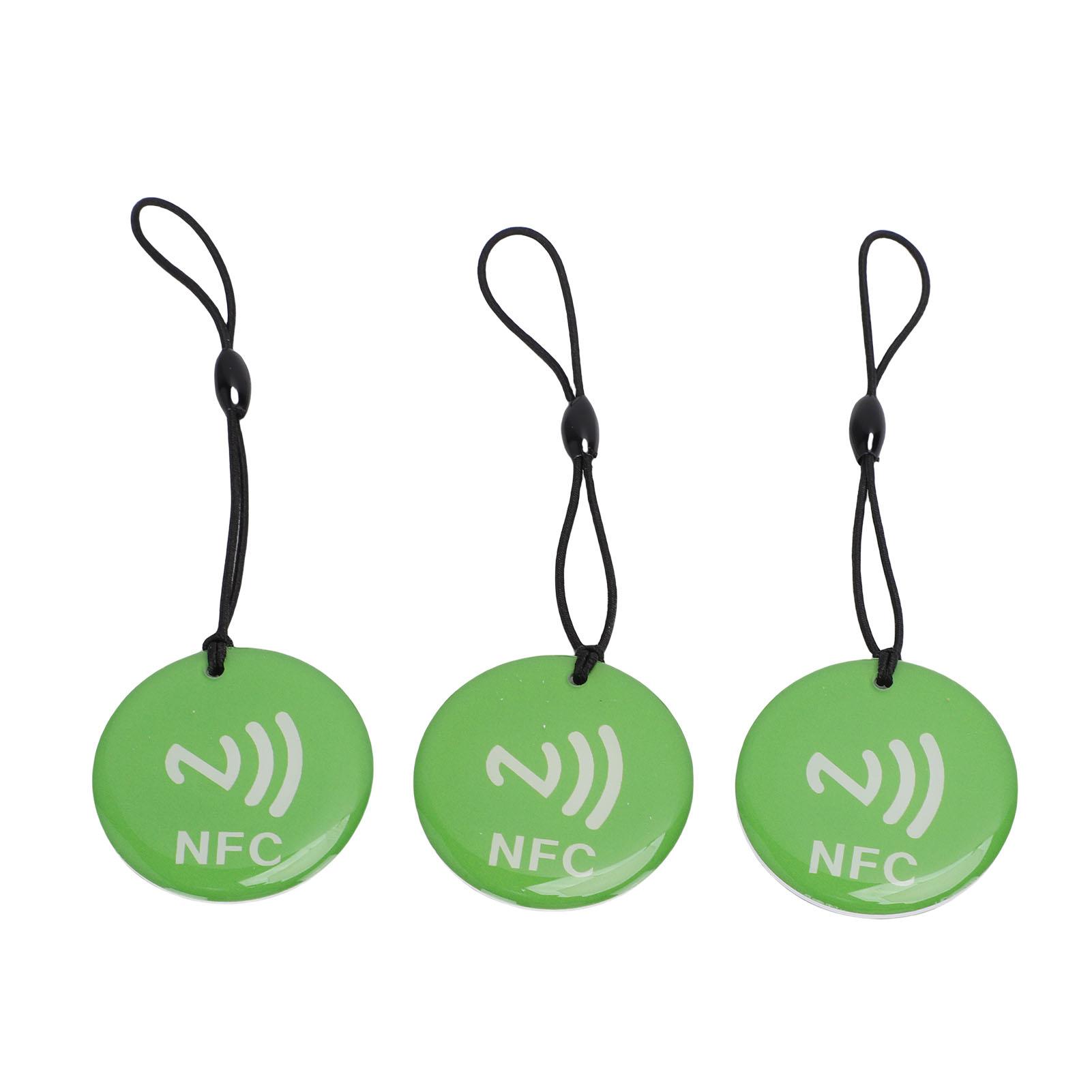 

10 шт. NFC брелоков зеленого цвета, чип NTAG213, 35 см, портативный, программируемый NFC тег-брелок