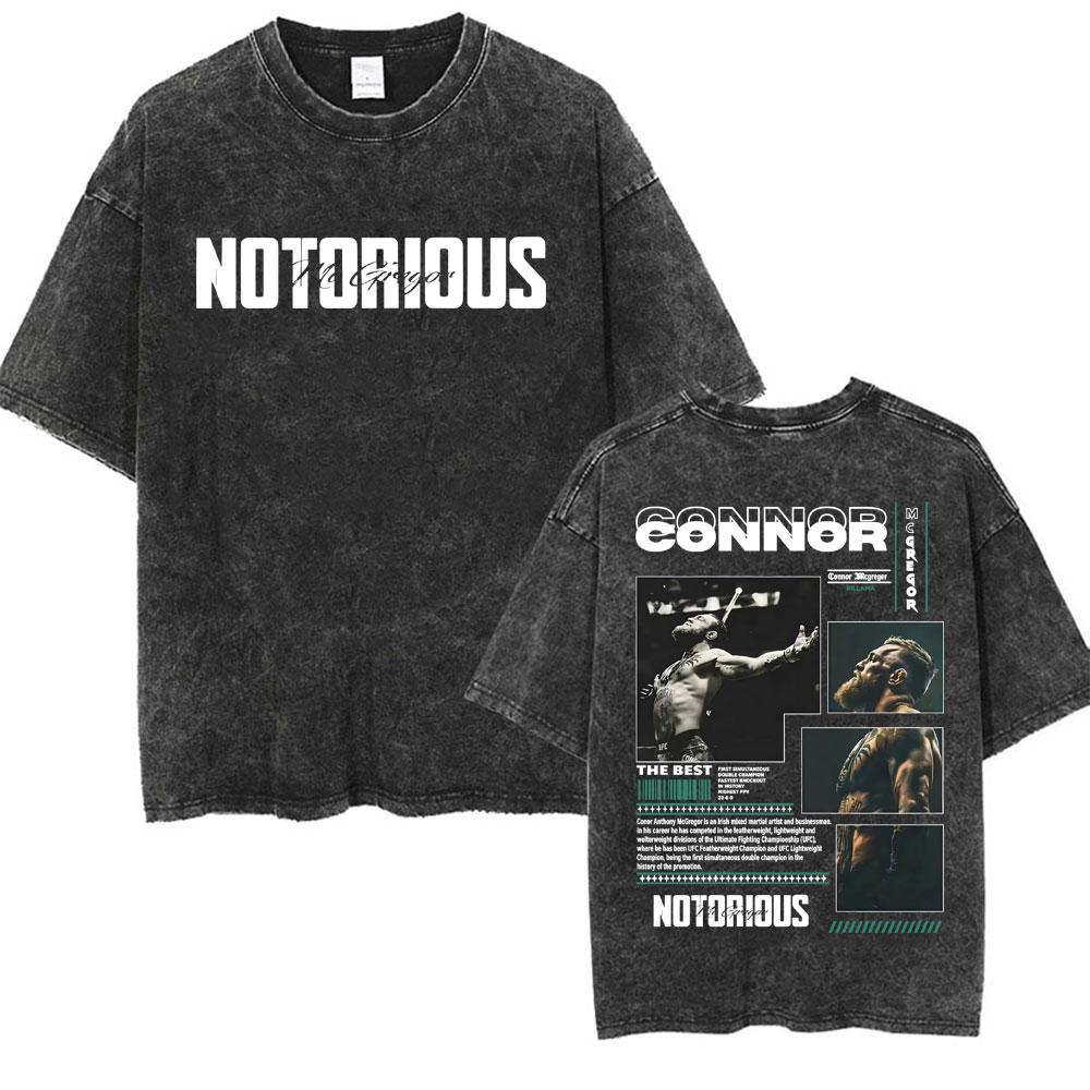 Benber vintage style Conor Mcgregor The Notorious Gewassen Vintage T-shirts Mannen Vrouwen Mode Geweld Esthetische T-shirts Zomer Tops Oversized T-shirt M