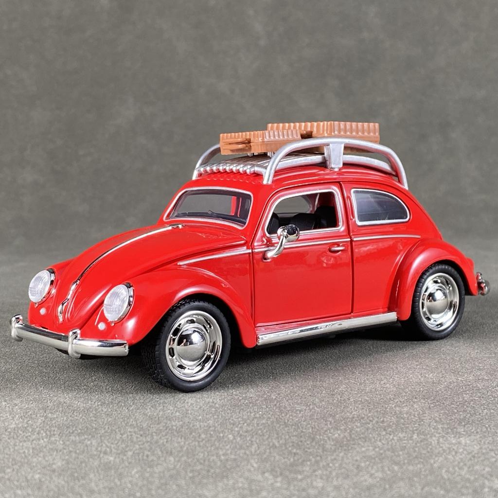 1:32 Volkswagen Beetle Travel Version Compact Sedan Alloy Metal Diecast Model Car Children's Toy Car Classic Retro Cars Holiday