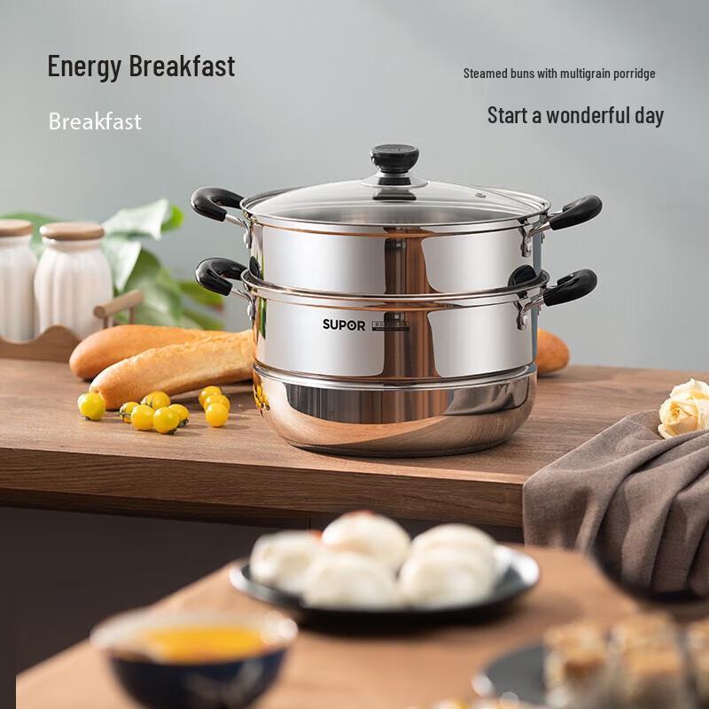 

SUPOR 30cm 304 Stainless Steel Double-Layer Steamer Pot