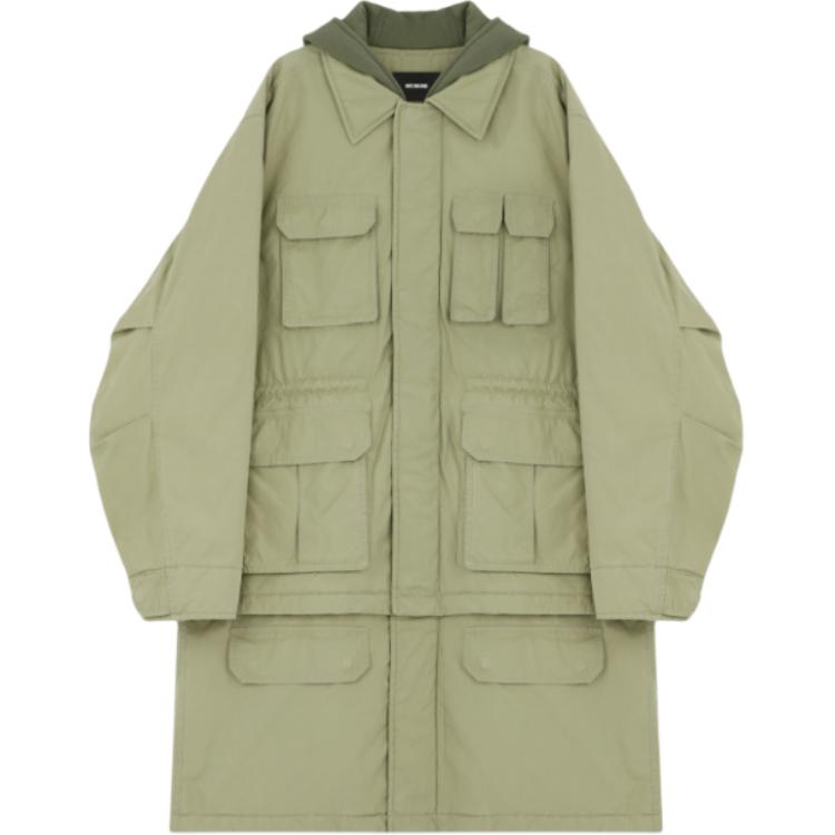 WE11DONE FW24 Wide Collar Solid Color Zipper Long Sleeve Drop Shoulder Cotton Jacket Men Jackets Khaki WD-JK3-24-088-M-KK