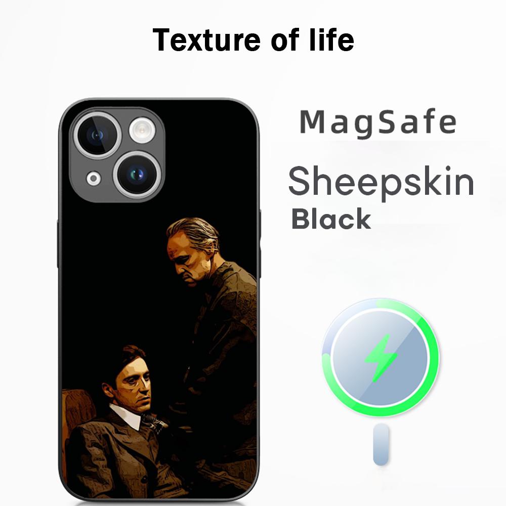 The Godfather Classic Movie Poster Phone Case For iPhone 17 16 15 14 13 12 Plus Pro Max  High-end Luxury Magsafe Sheepskin