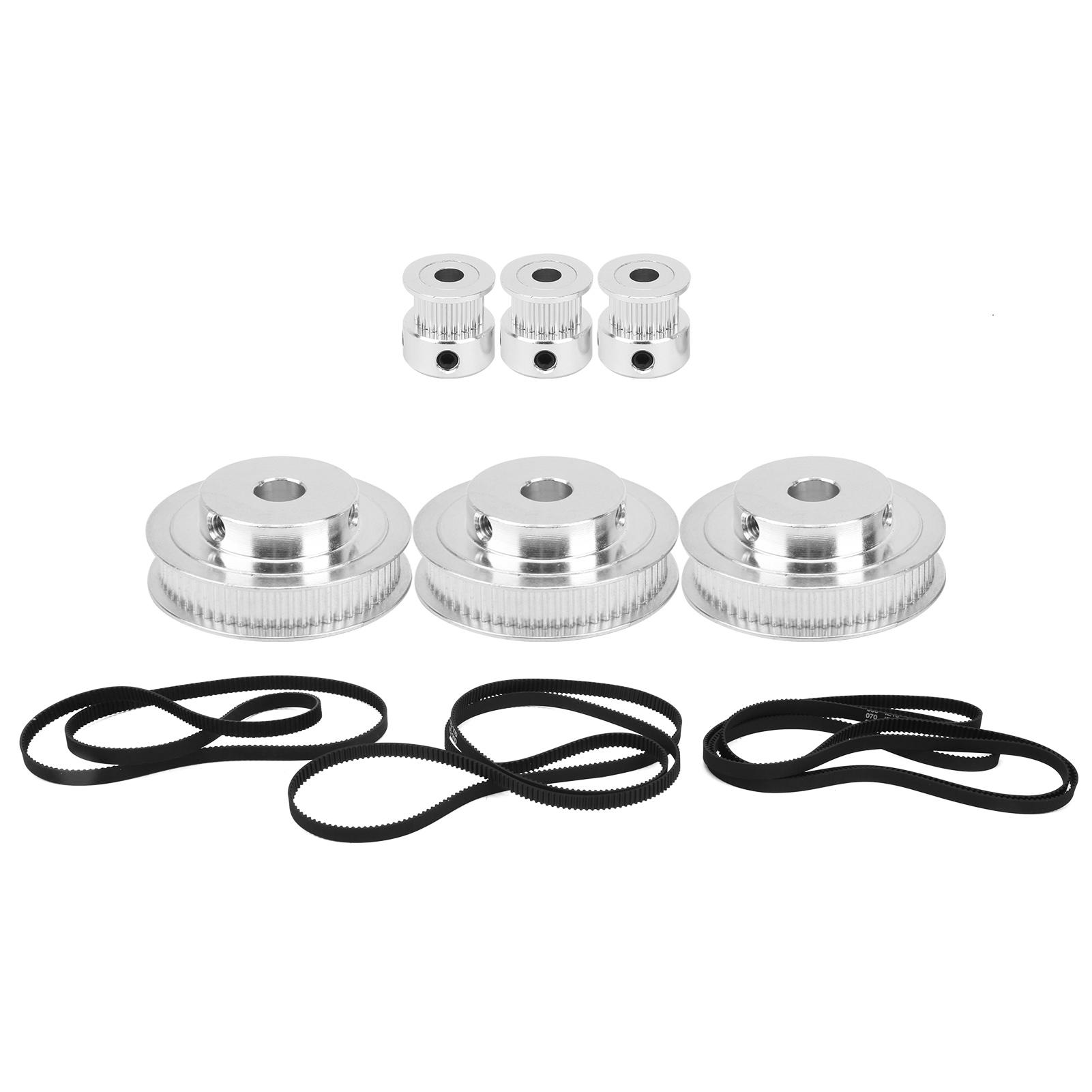 

3 Sets Timing Belt Pulley Set Bore 20 Teeth 60 Teeth 2GT6108521220mm Belts