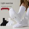 Men's White Mid-Calf Sports Socks - Spring/Autumn, Thick Towel Bottom, Pure Cotton, Sweat-Absorbent, Ideal for Basketball.