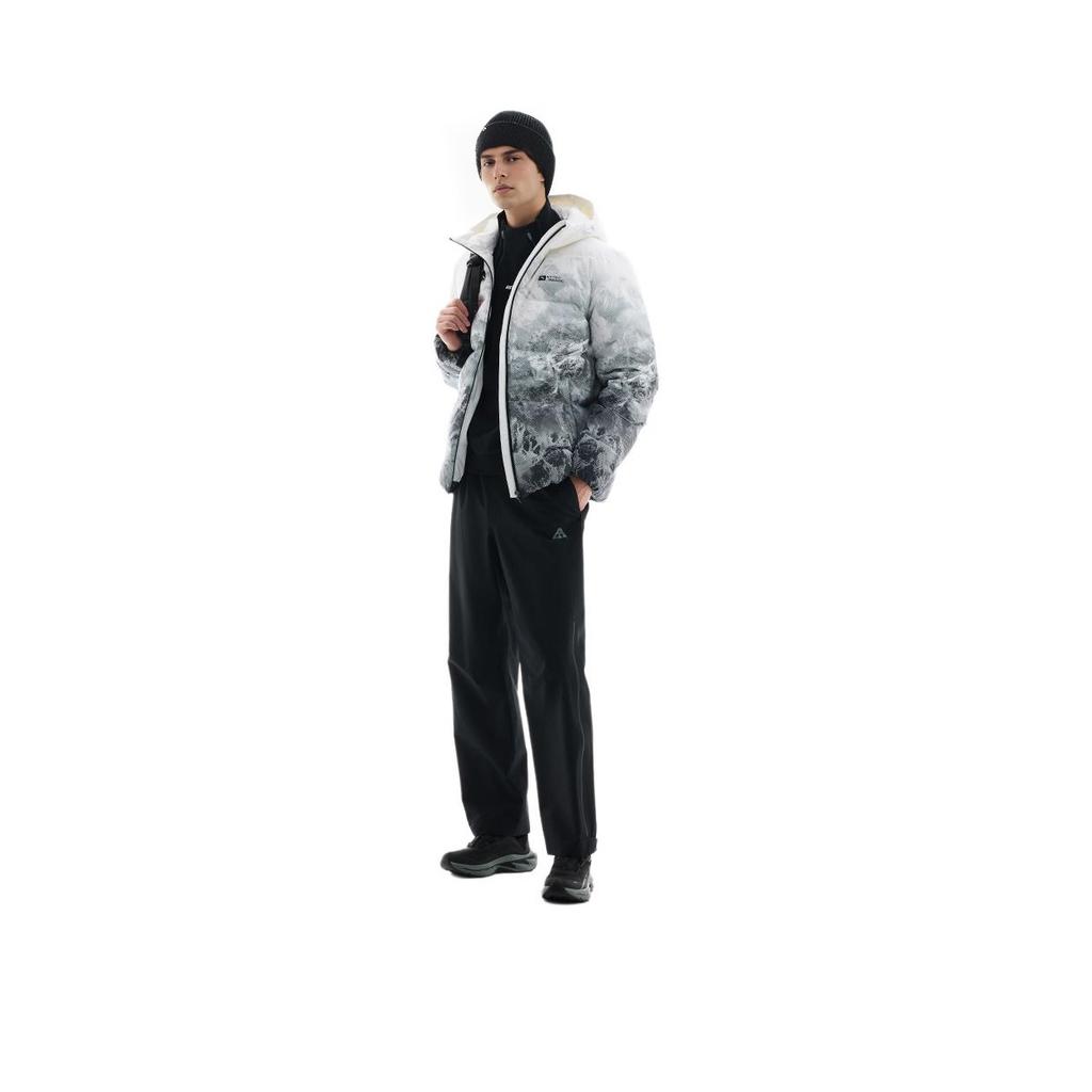 Anta Série Dynamique Veste Décontractée Chaude à Capuche en Duvet Homme Vêtement d'Extérieur Blanc Pur Sentier de Montagne 952447921-3