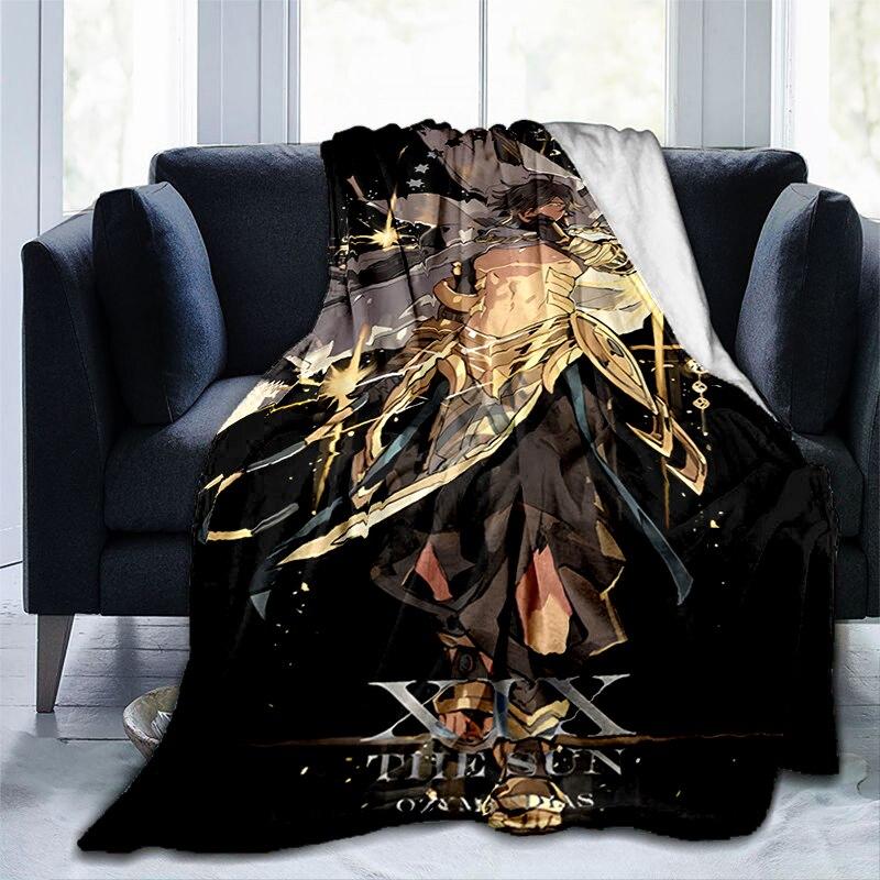 Pătură cu imprimeu Genshin Impact cu desene animate, flanel, căldură, moale, canapea extensibilă de pluș, pătură pentru aruncare, pătură de pluș, anime drăguț