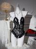 Ultra Sexy Crotchless Black Lingerie Women Lace Hollow Bodysuit Erotic Pajamas Teddy Babydoll Dress Deep V Open Bra Underwear