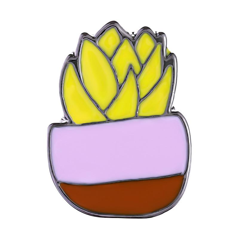 Charming Cartoon Mini Cactus Plant Brooch Alloy Badge For Fashionable Clothing Accessories