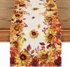 Fall Sunflower Eucalyptus Leaves Linen Table Runner Holiday Party Decor Washable Kitchen Dining Table Runner Autumn Decorations