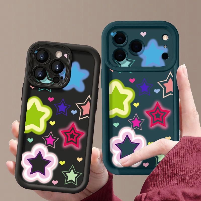 Shockproof Phone Case For iPhone 17 Pro Max Blended Colorful Stars Pattern Silicone Cover For iPhone 16 Pro Max Cover iPhone 15 14 13 12 11 16E