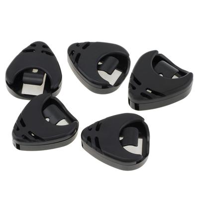 5 pezzi di plastica nera con supporto per plettro per chitarra acustica/basso/ukulele