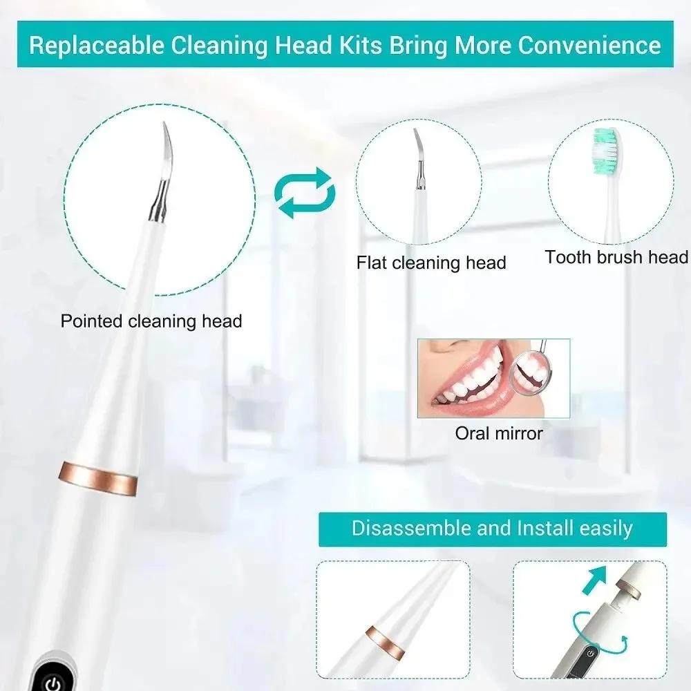 6in1 Elektrische Zahnaufhellungsbürste Frequenz Schall-Zahnreiniger Multifunktion Entfernt Zahnstein Reinigt Dental Scaler Zahnbürste