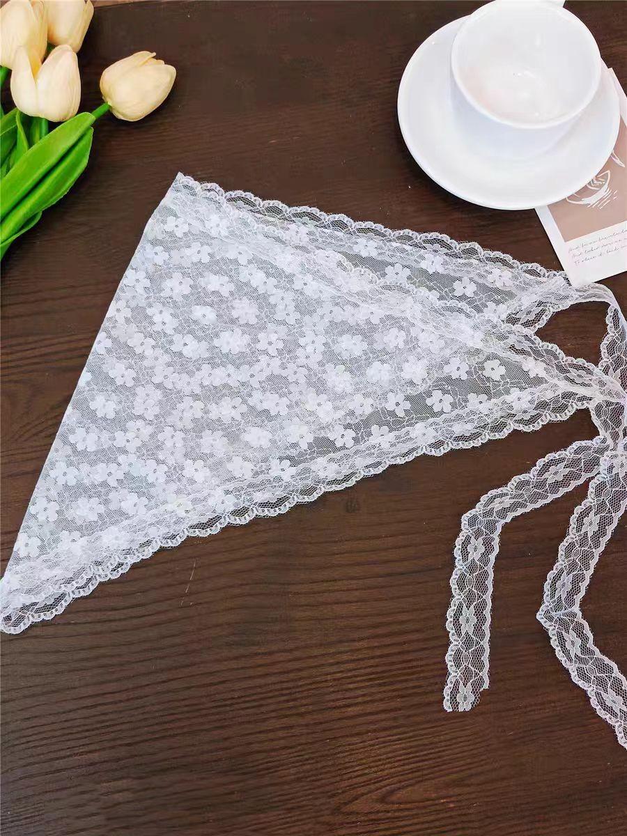 

Кружевной треугольный платок для женщин, универсальный с винтажными повязками на голову и головными уборами для пляжной фотосессии One Size