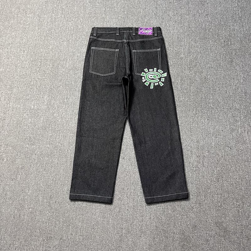 RogueWave New Jeans Kiváló Minőségű Nyomtatott Hímzés Egyenes Szabású Farmer Fekete Nadrág Férfi Farmer Nyomtatás Trend Street Wear Farmer Férfi