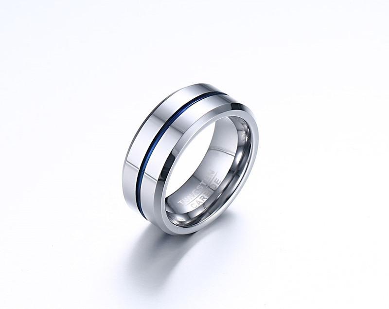 Vinterly Wolframkarbid Herrenringe Kratzfest 8mm Breit Linie Schmuck für Herren Luxus Einzigartig Party Hochzeitsringe
