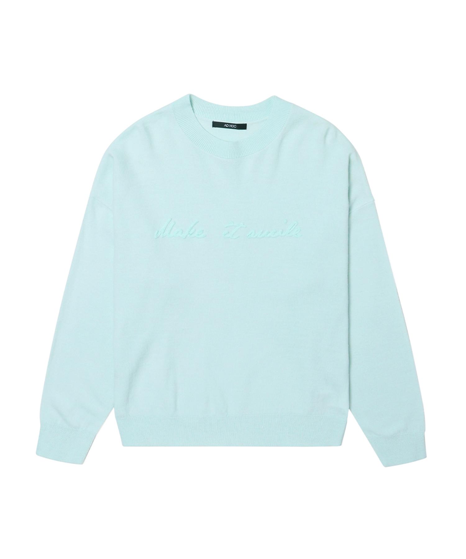 Adhoc Women S Crew Neck Embroidered Knit (Mint) Mint/085