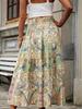 Spring Floral Plus Size Women's High Waist Pleated Skirt