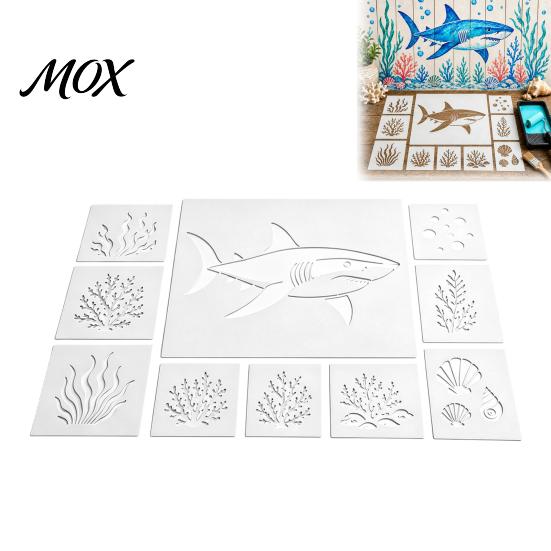 Ocean Theme Art Supplies for Adults Stencil Set, Sea Animal Wall Stencil, Plastic Octopus Mural Easy Alignment Crafting Sheets Stencils Painting Large