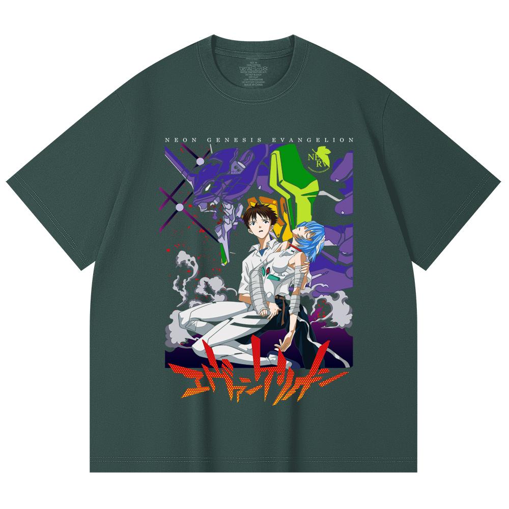 230 g/m² 100 % Baumwolle Evangelion V1 Druck Unisex Schweres Baumwoll-T-Shirt